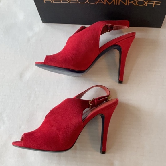NWB Rebecca Minkoff Pricilla Red Suede heeled mule Size 9 - Picture 3 of 10